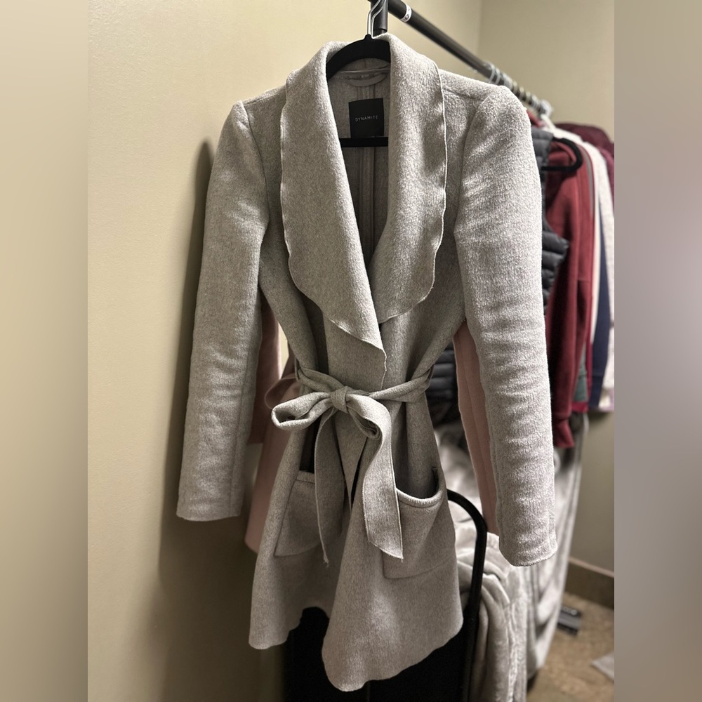 Dynamite soft grey overlay coat size XS